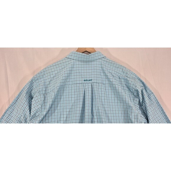 Ariat Mens Pro Series Shirt Long Sleeve Button Down Vented Blue Plaid Western XL - Picture 5 of 14